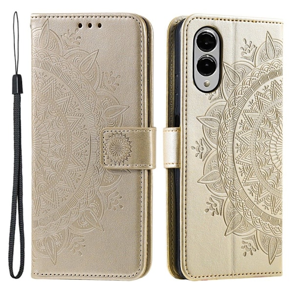Til Samsung Galaxy S25 Edge tegnebogscover Cover Shell Mandala Blomstermønster Gold