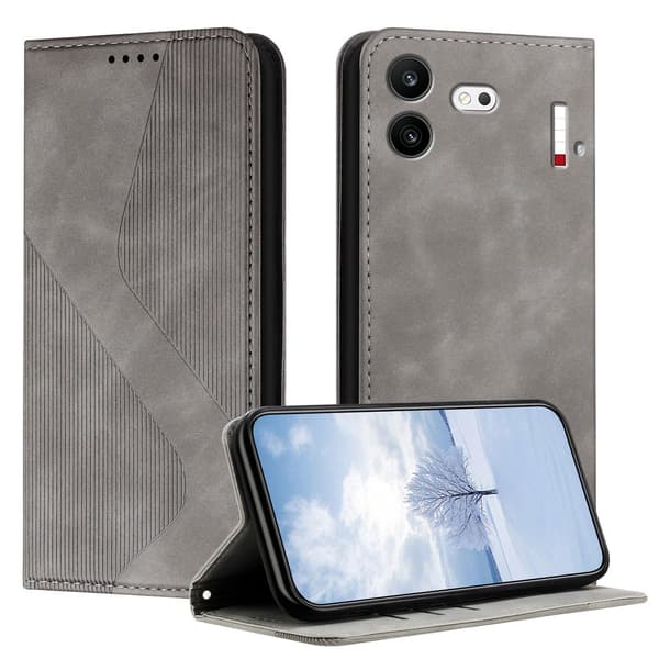Plånboksfodral med stativ till Nothing Phone (4b) grå
