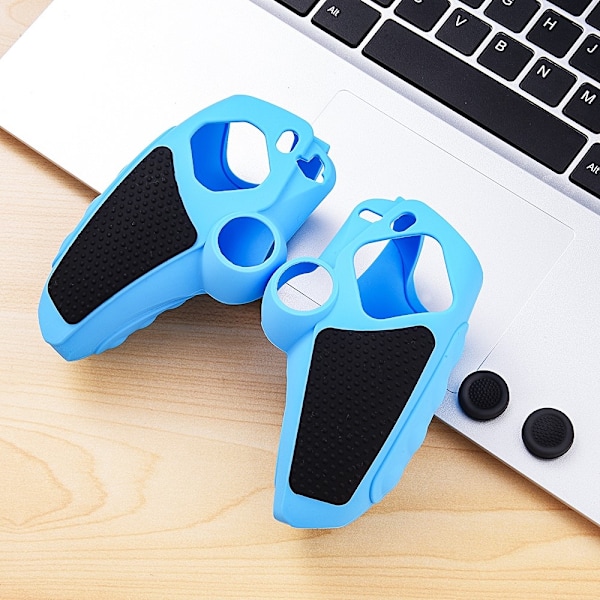 Playstation 5 / PS5 Silikon Skin Skal Fodral Anti-Slip Skydd + Joystick Caps - Blå Blå