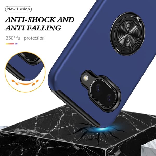 Google Pixel 9A sormenrengasjalustan hybridikotelo Blue