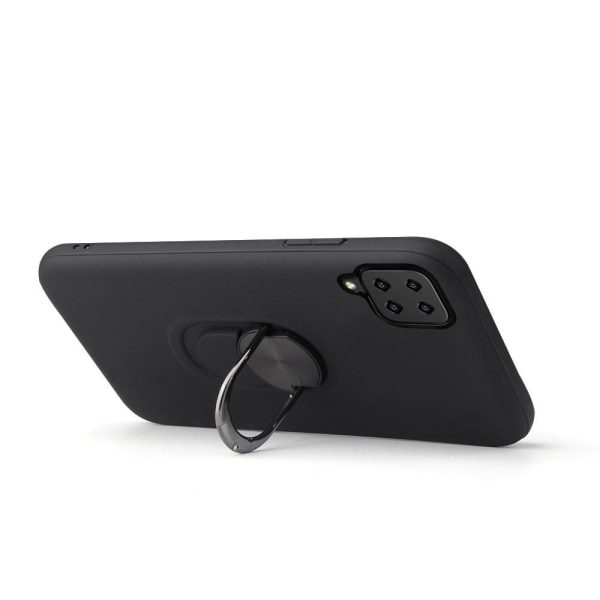 Samsung Galaxy A12 Ring Kickstand Soft Hybrid Case with Metal Sheet Black