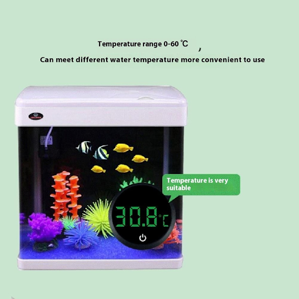 Digital akvarietermometer LED-display akvarium hög precisionstemperaturmätare Svart