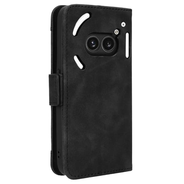 Til Nothing Phone (2a) Læderetui Flere Kortpladser Magnetisk Lukning cover Black