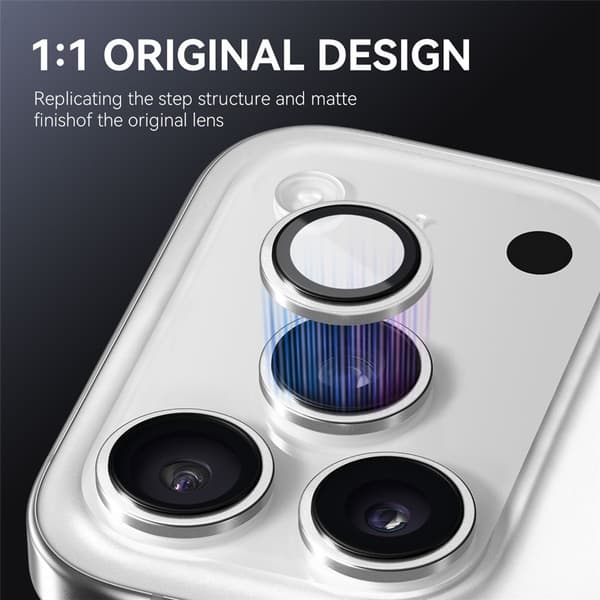 NORTHJO För iPhone 17 Pro Max / iPhone 17 Pro Kameralinsskydd Härdat Glas Metallring Silver