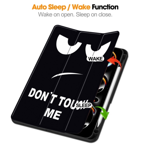 Til iPad Pro 11 (2024) Etui Tre-fold Stativ Tablet Cover med Pen Holder - Don't Touch Multicolor