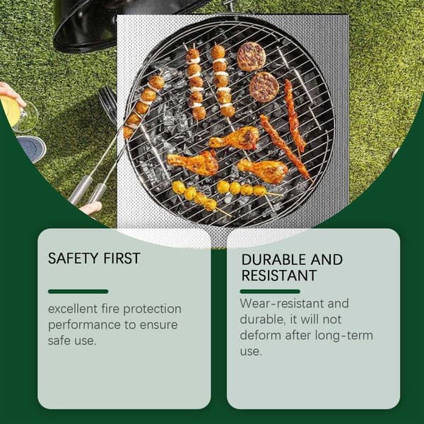 152*99 cm grillmatta brandsäker uteplats vattentät skyddsmatta för grill Silver