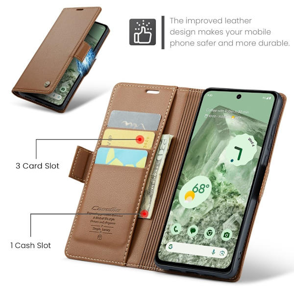 CASEME Retro Lompakkokotelo Pixel 8a Brown
