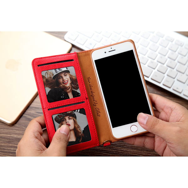 CMAI2 Litchi plånboksfodral till iPhone 7 / 8 / SE (2020) - Röd Red