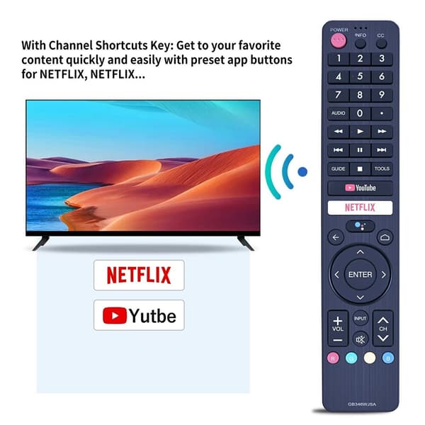 TV fjernbetjening Erstatning til erstatning for GB346WJSA til Sharp TV-stemmefunktion Black