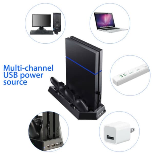 KJH Playstation 4 Slim Opladningsstandkøler Black