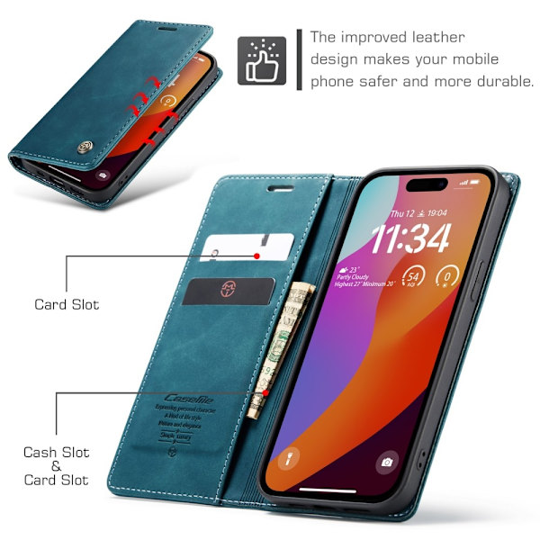 CASEME Retro tegnebog taske til iPhone 16 Pro Blue
