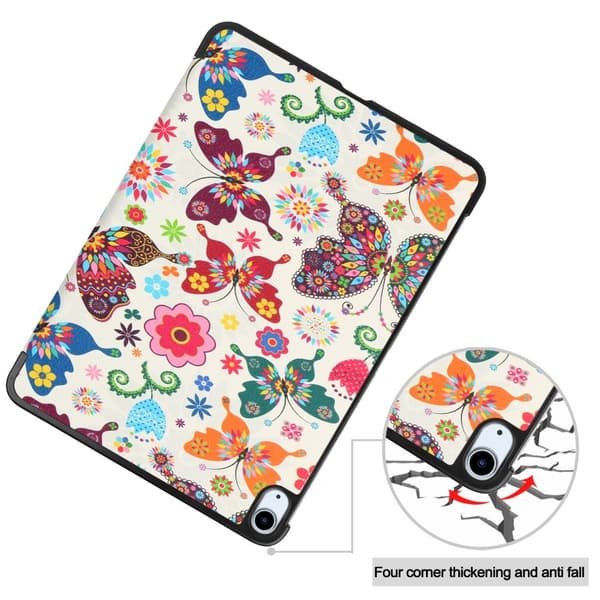 Til iPad Air 11 (2024) Etui Tre - fold Stativ Tablet Cover - Butterflies Multicolor