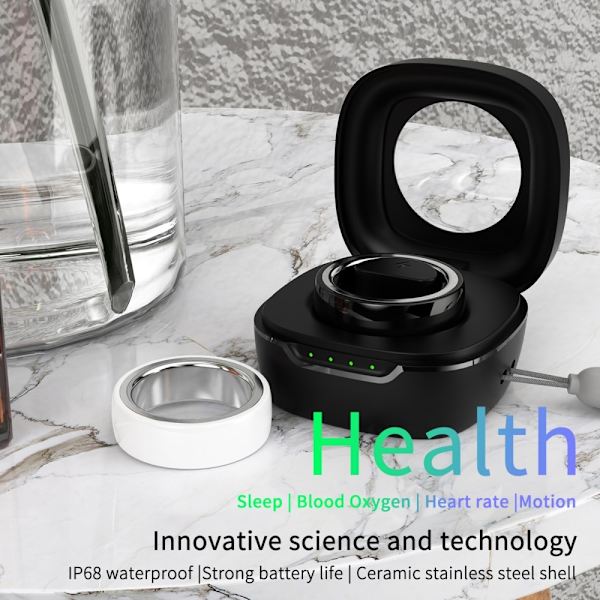 Multifunktion Smart Ring Health Tracker sömn puls blod syre övervakning 16# Svart