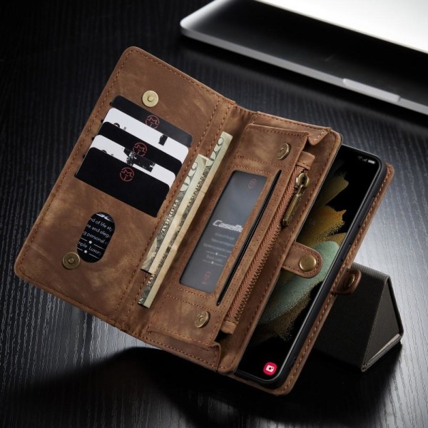 CASEME Samsung Galaxy S21 Retro läder plånboksfodral - Brun Brun