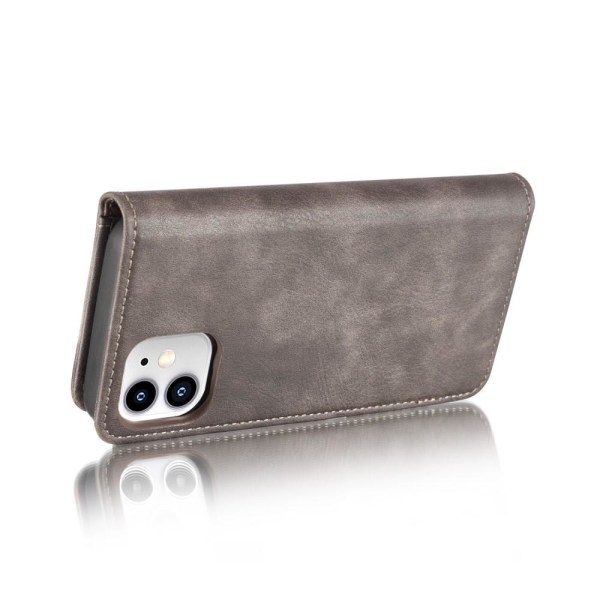 DG.MING iPhone 12 Mini Split Läder Plånboksfodral - Grå Grey