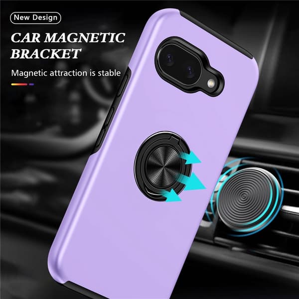 Til Google Pixel 10a SkalFingerring Kickstand Hybrid Taske Purple