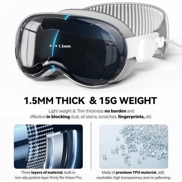 Suojakotelo Apple Vision Pro MR Headset TPU+PC:lle naarmuuntumis Transparent