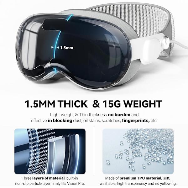 Suojakotelo Vision Pro MR Headset TPU+PC:lle naarmuuntumissuoja Transparent