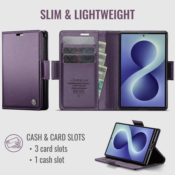 CASEME Glansigt telefonplånboksfodral till Samsung Galaxy Z Fold8 Lila