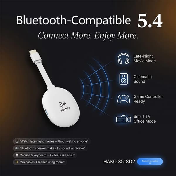 2+16GB Android TV 14.0 TV-sticka Quad-Core 4K WiFi 6 Bluetooth 5.4 fjärrkontroll Vit
