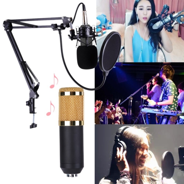 Studio Live Streaming Broadcasting Inspelning Mikrofon Youtube Svart