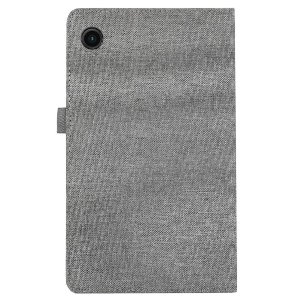 Samsung Galaxy Tab A9+ Vikbart fodral korthållare Tygtextur grå