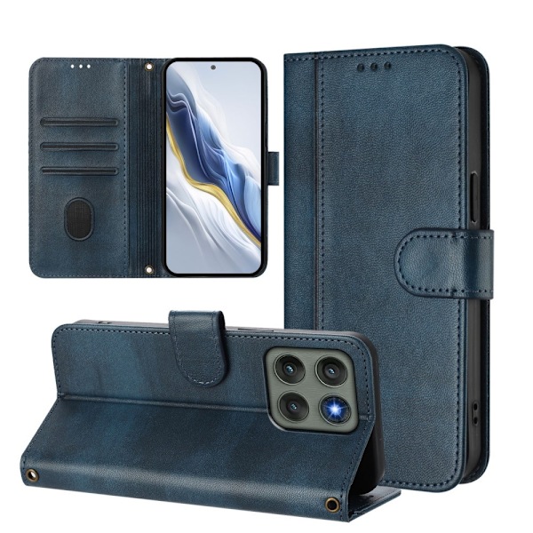 Motorola Edge 60 Pro 5G Suojakotelot Lompakko Teline Retrokuvio Nahkainen Blue