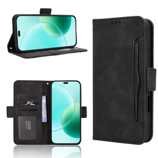 Til Honor 400 Lite 5G Etui Telefonpung med Flere Kortlommer - Sort Black