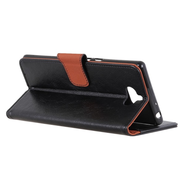 Textured Split Leather Wallet Magnetic Case til Sony Xperia 10 P Black