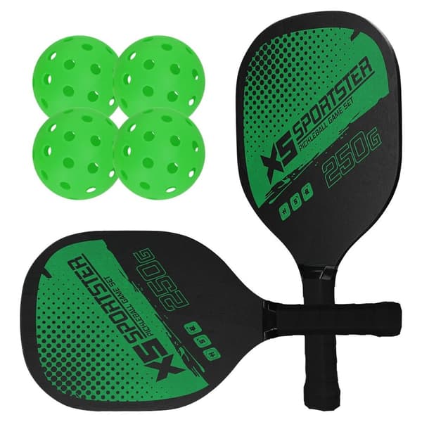 Pickle Ball Ketsjer Sæt Paddle Kit 2 Ketsjere 4 Pickle Balls Green