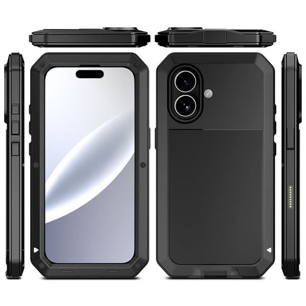 Kraftig robust hybrid-deksel+herdet glass til iPhone 17 Black