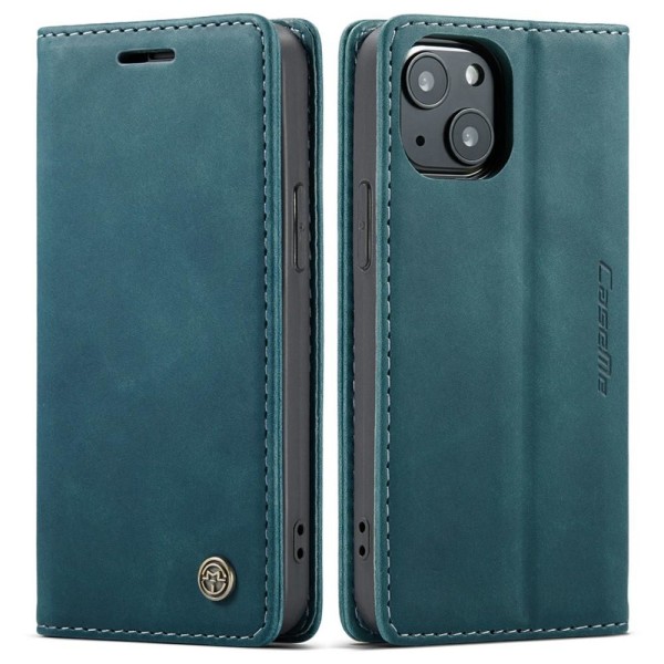 CASEME Retro lompakkokotelo iPhone 13 - Sininen Blue