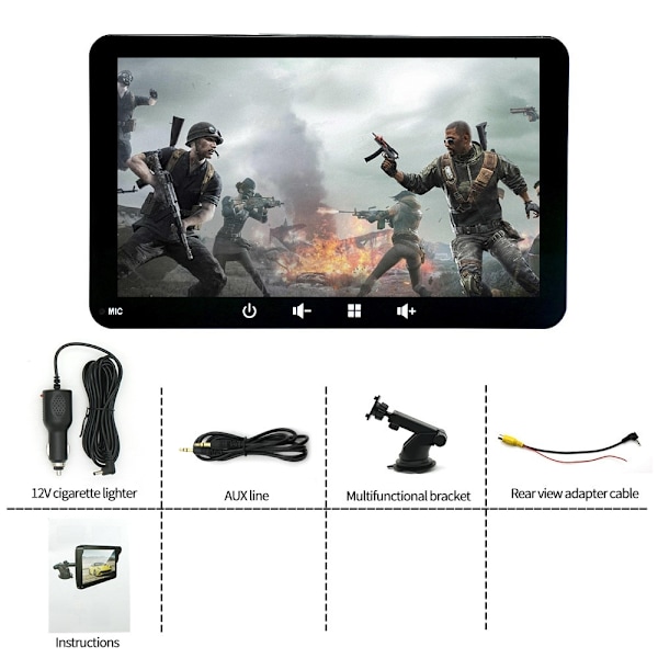 7" Trådlös Carplay Android Auto Bluetooth GPS MP5 Sugkopp Bilstereo Svart