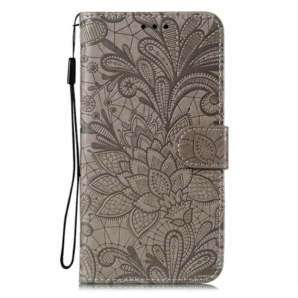 Til Samsung Galaxy A16 5G / A16 4G Flip Cover i PU Læder med Blomster Mønster Grey