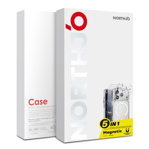 NORTHJO 5 i 1 sett telefondeksel til iPhone 18 Pro Max Transparent