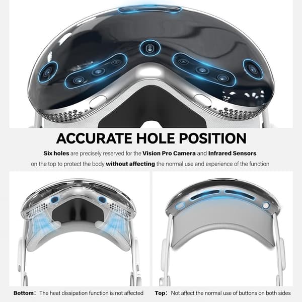 Beskyttende etui for Vision Pro MR-headset TPU+PC ripebeskyttelse Transparent