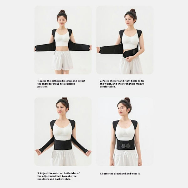 Correct Posture Back Posture Corrector Brace til mænd, kvinder - S Black