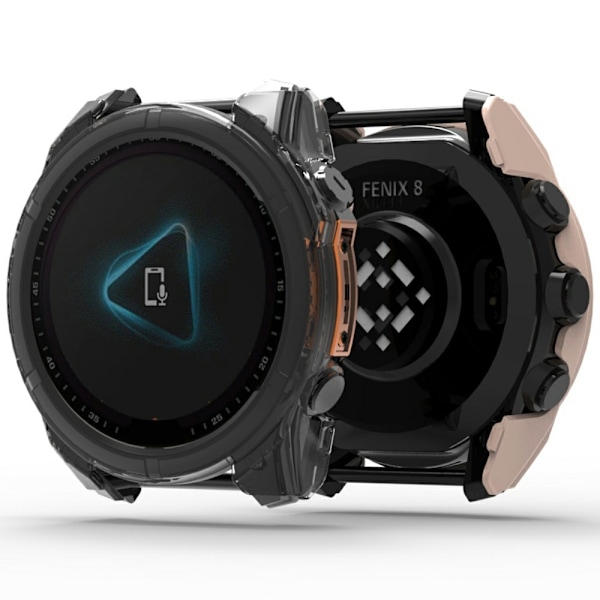 Garmin Fenix ​​8 47mm AMOLED kovalle PC-kellokotelolle, karkaistu lasi Transparent