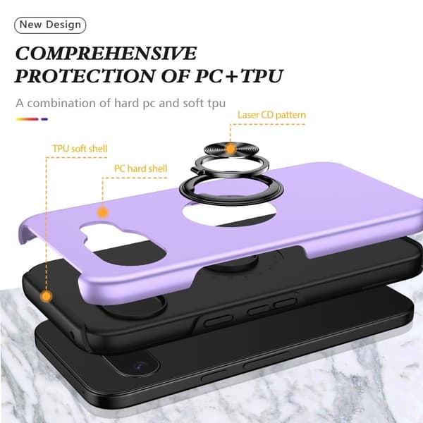 Google Pixel 9A sormenrengasjalustan hybridikotelo Purple