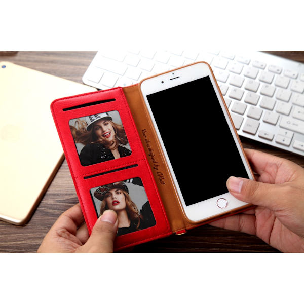 CMAI2 Litchi lommebokveske til iPhone 7 Plus - Rød Red