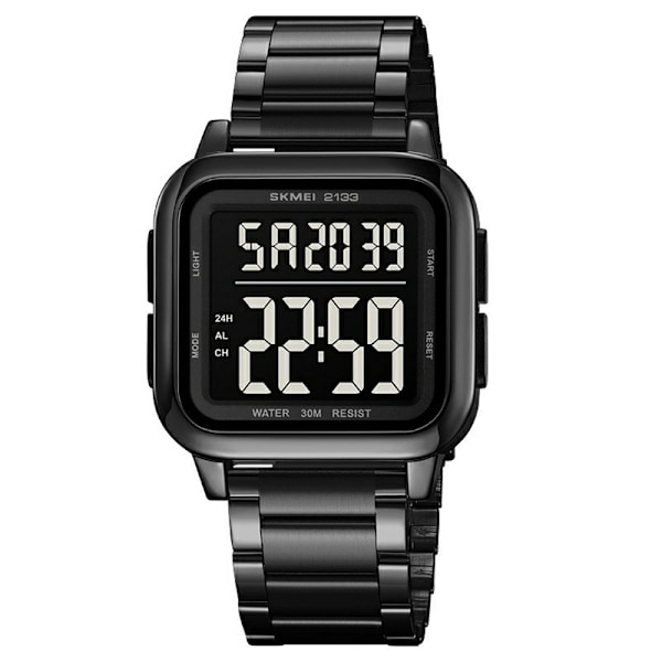 SKMEI Digital elektronisk armbåndsur Stålstropp Firkantet - Svart Black