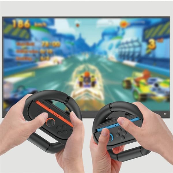 2 stk. kompatibel med Nintendo Switch 2 Joy-Con-kontroller rattgrep racingratt Black