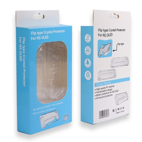 Yhteensopiva Nintendo Switch OLED Protector -läpinäkyvän suojakotelon kanssa jalustalla Transparent