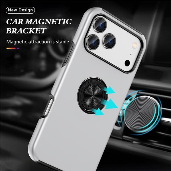 Skal kompatibelt med iPhone 17 Pro, Hybrid skal med Finger Ring - Silver Silver