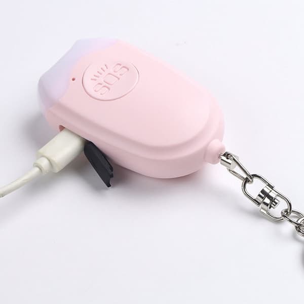 Personal Alarm Flashlight Portable Self Defense 130dB Loud Warning Keychain Pink