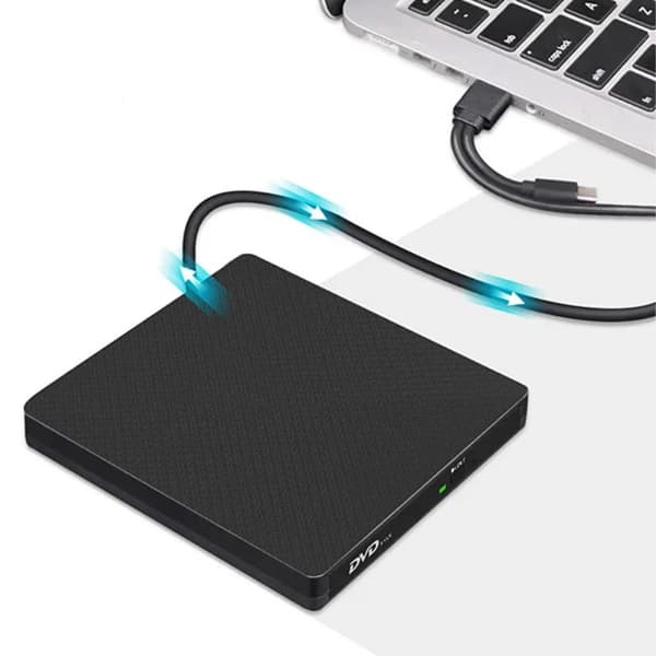 USB 3.0 + Type-C DVD-stasjon Ekstern CD-leser VCD-brenner Ultra tynn Black