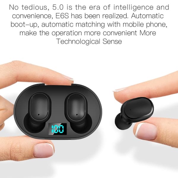 E6S Trådløse Hovedtelefoner HiFi Lyd Stereo Bluetooth In-Ear - Sort Black