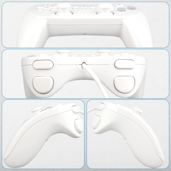Gamepad för Nintendo Wii,Wii U Handkontroll 1,1 m kabel - Vit Vit