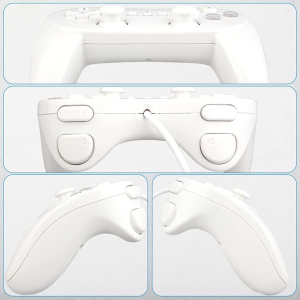 Gamepad kompatibel med Nintendo Wii, Wii U Controller 1.1m kabel - Hvid White