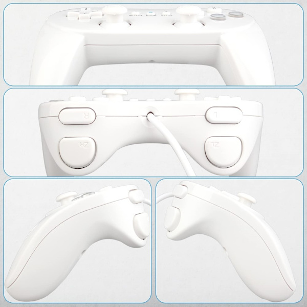 Gamepad kompatibel med Nintendo Wii,Wii U Handkontroll 1,1 m kabel - Vit Vit